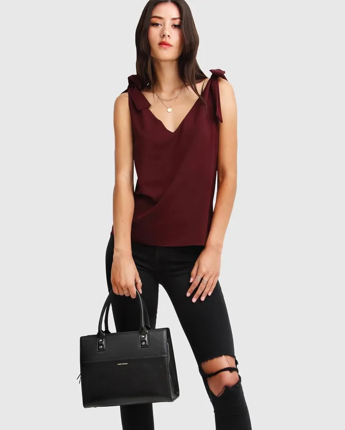 Women Tops Belle and Bloom Feel For You VNeck Top 8211 Burgundy