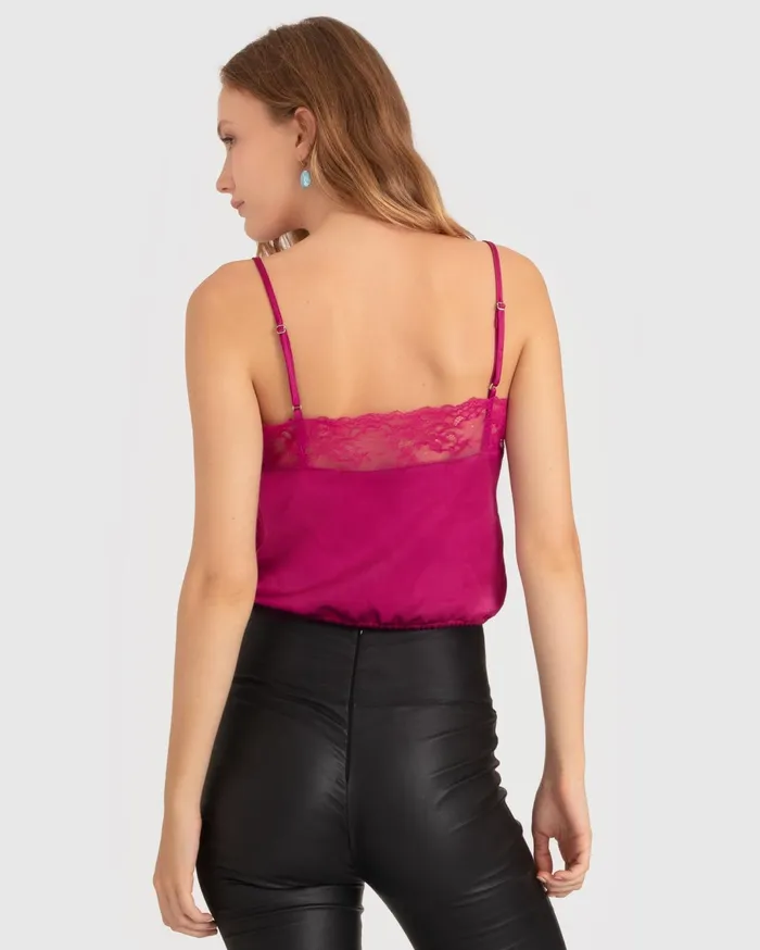Women Tops Belle and Bloom Friday Nights Lace Cami 8211 Fuchsia