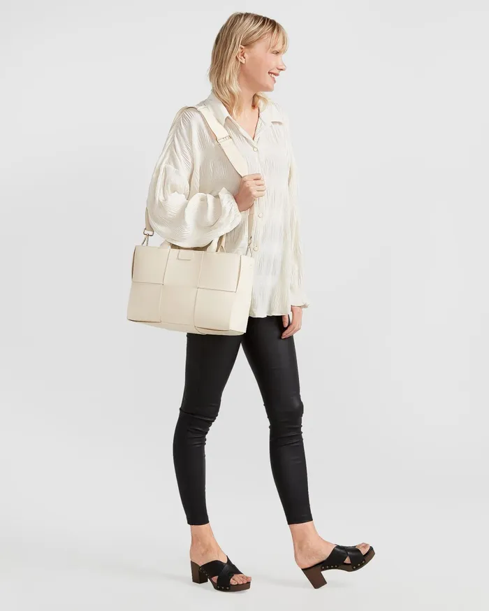 Women Tops Belle and Bloom Serenade Velvet Plisse Shirt 8211 OffWhite