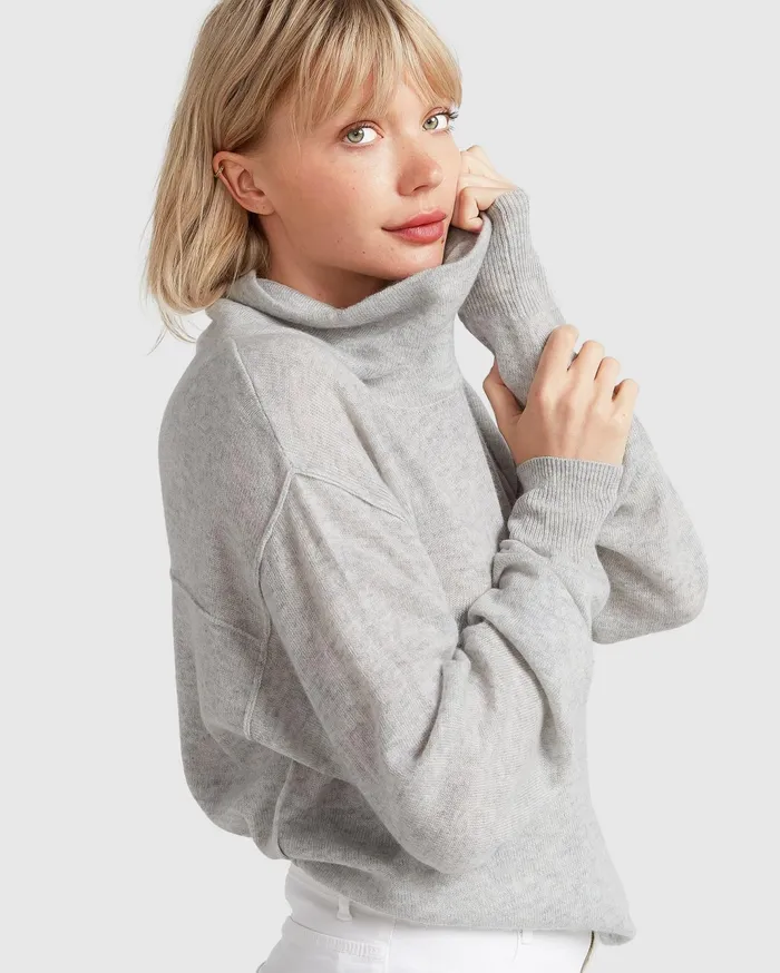 Women Tops Belle and Bloom Simple Pleasures Cashmere Knit 8211 Grey
