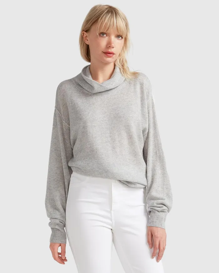 Women Tops Belle and Bloom Simple Pleasures Cashmere Knit 8211 Grey
