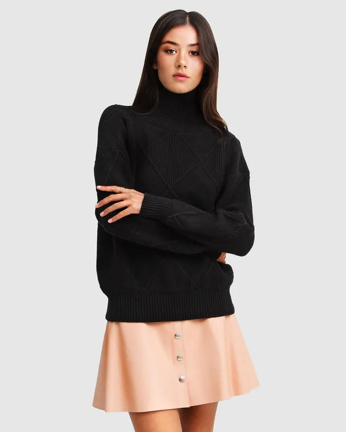 Women Tops Belle and Bloom The Academy Turtleneck Jumper 8211 Black