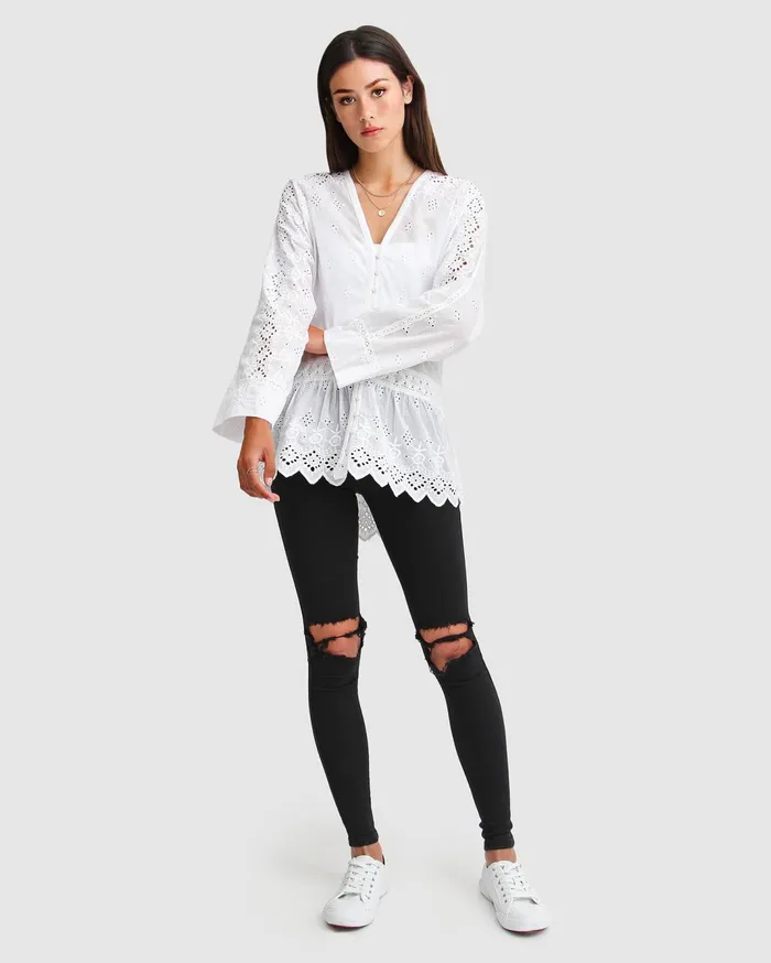 Women Tops Belle and Bloom Unbutton Me Eyelet Button Down Shirt 8211 White Women Tops Belle and Bloom Unbutton Me Eyelet Button Down Shirt 8211 White