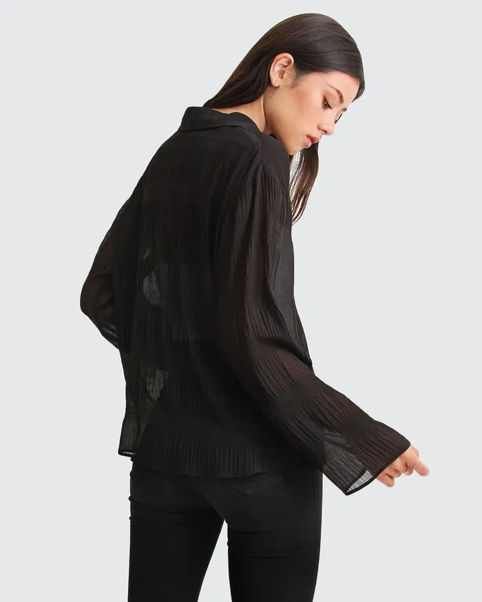 Women Tops Belle and Bloom Yoko Shirred Chiffon Blouse 8211 Black