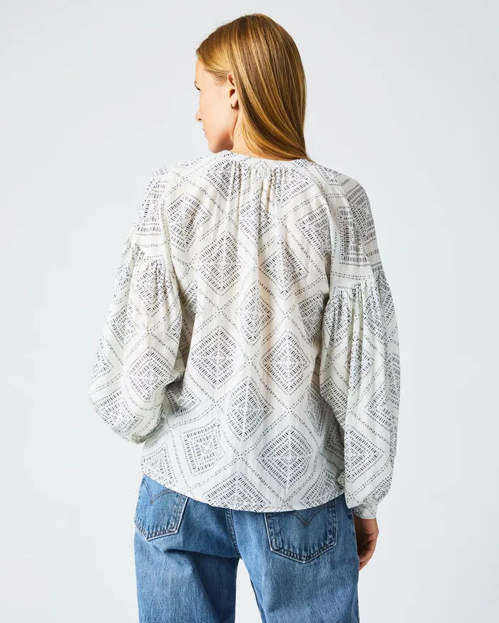Women Tops Billy Reid Poet Blouse Whiteblue