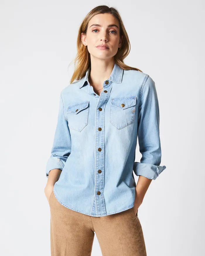 Women Tops Billy Reid Women039s Shoals Denim Shirt Denim Wash