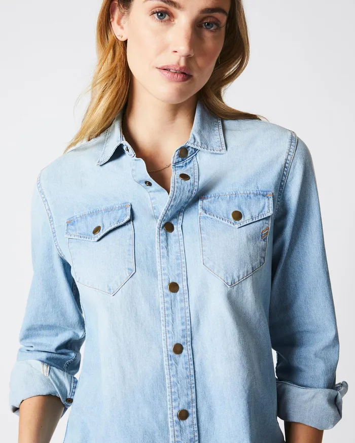 Women Tops Billy Reid Women039s Shoals Denim Shirt Denim Wash