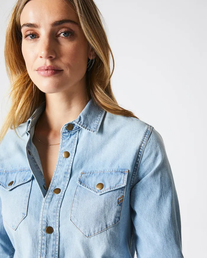 Women Tops Billy Reid Women039s Shoals Denim Shirt Denim Wash