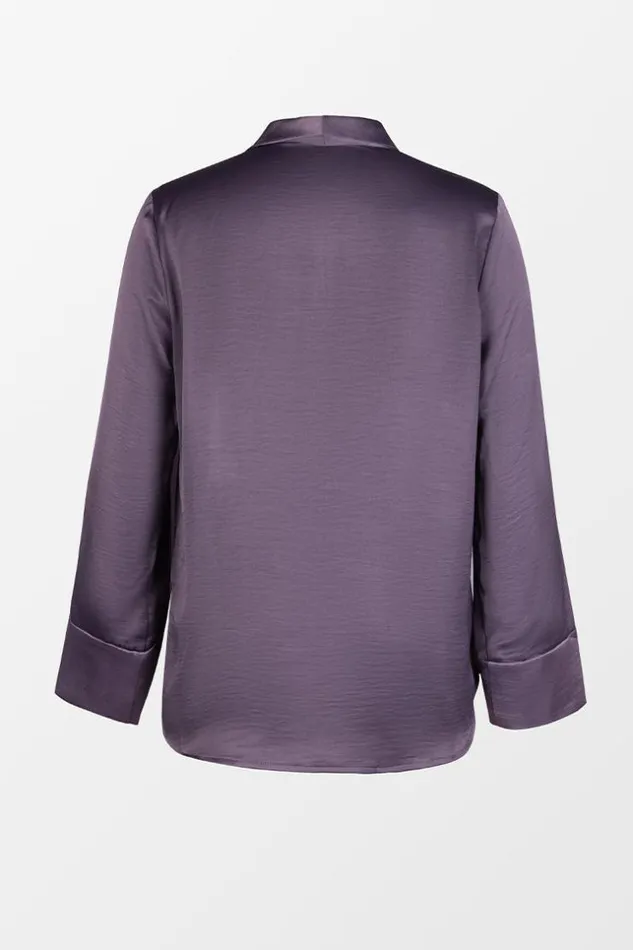 Women Tops Cupshe Mazo Shirt Collar Long Sleeve Top Purple