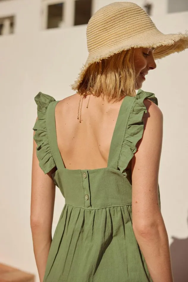 Women Tops Cupshe Ocracoke Ruffle Square Neck Top Green