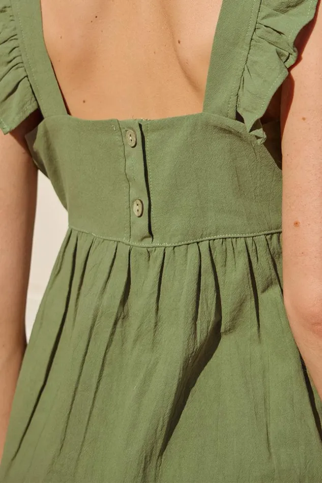 Women Tops Cupshe Ocracoke Ruffle Square Neck Top Green