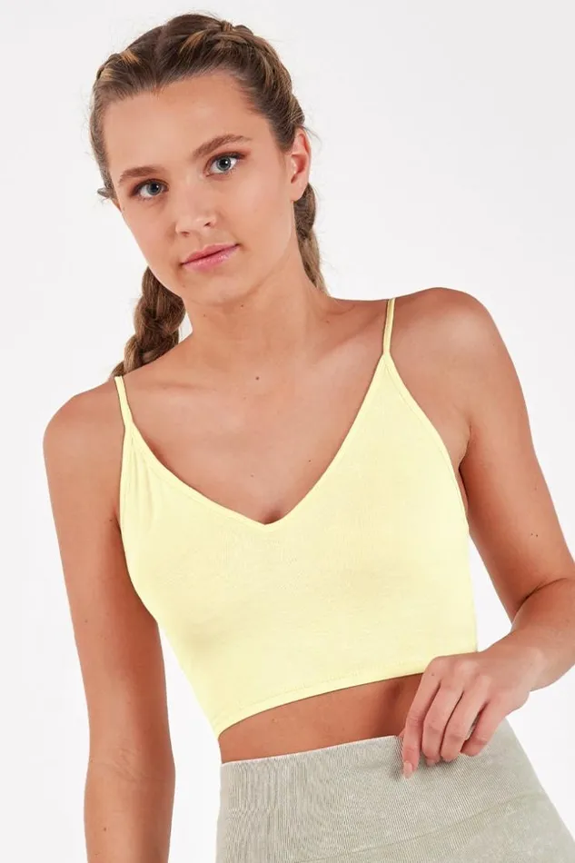Women Tops Cupshe Pixie Vneck Fixed Straps Cami Top Yellow
