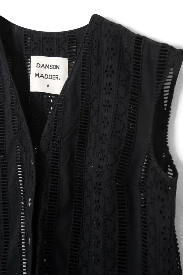 Women Tops Damson Madder Alys Vest 8211 Black Broderie