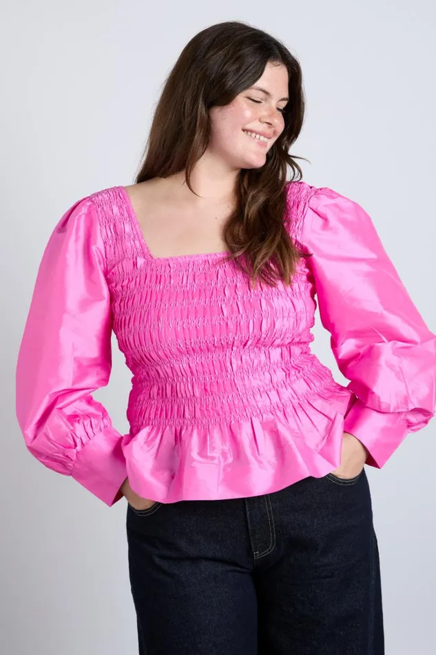 Women Tops Damson Madder Ariana Blouse 8211 Pink Taffeta