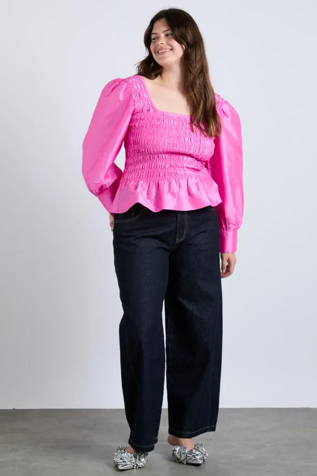 Women Tops Damson Madder Ariana Blouse 8211 Pink Taffeta