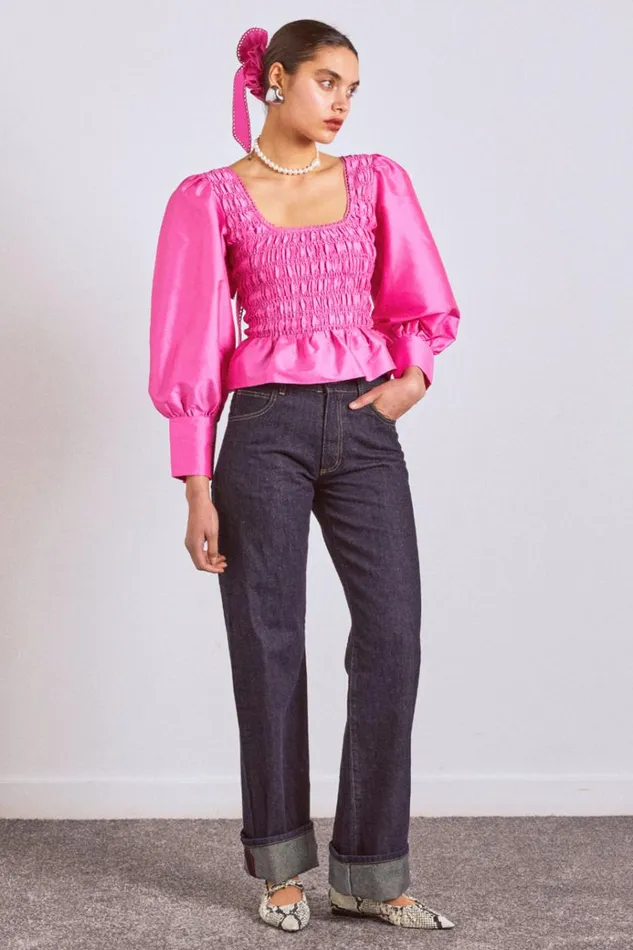 Women Tops Damson Madder Ariana Blouse 8211 Pink Taffeta