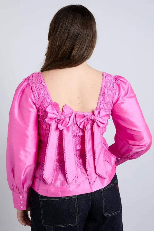 Women Tops Damson Madder Ariana Blouse 8211 Pink Taffeta