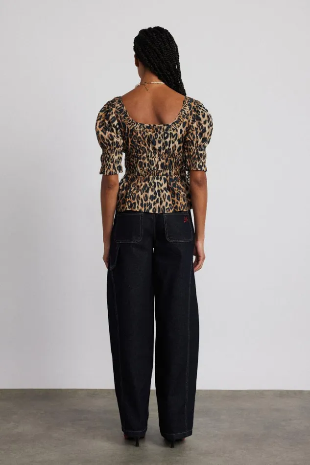 Women Tops Damson Madder Bianca Ruffle Blouse 8211 Leopard