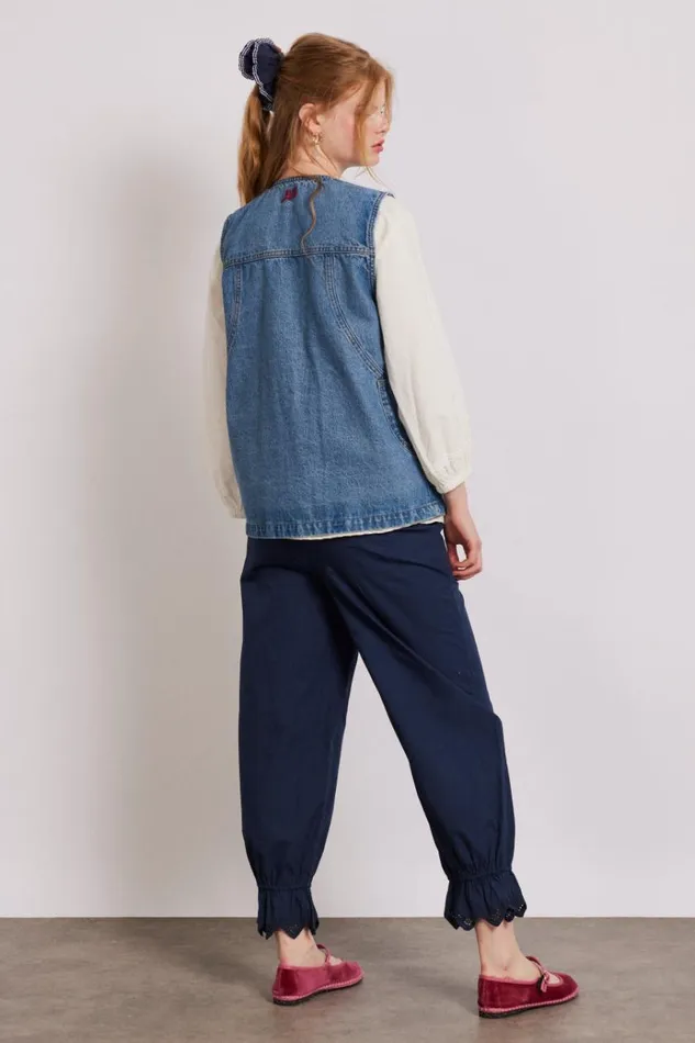 Women Tops Damson Madder Billie Denim Gilet 8211 Vintage Wash
