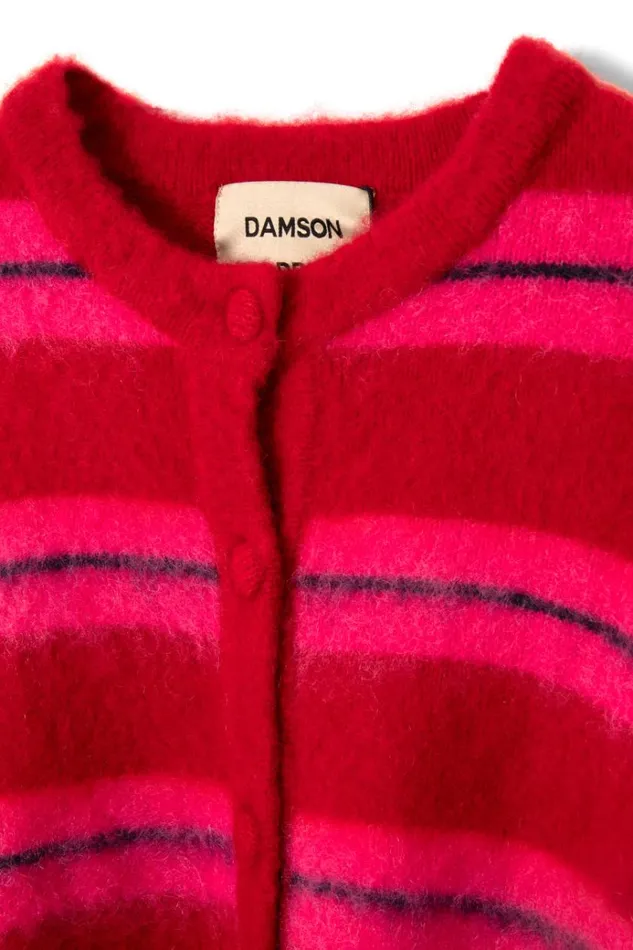 Women Tops Damson Madder Cece Stripe Cardigan 8211 Red and Pink Stripe