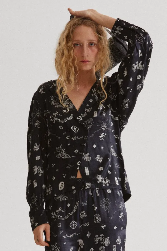 Women Tops Damson Madder Clairo Blouse 8211 Symbol Print