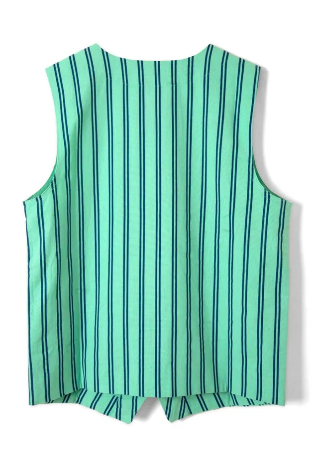 Women Tops Damson Madder Coco Oversized Waistcoat 8211 Mint Stripe