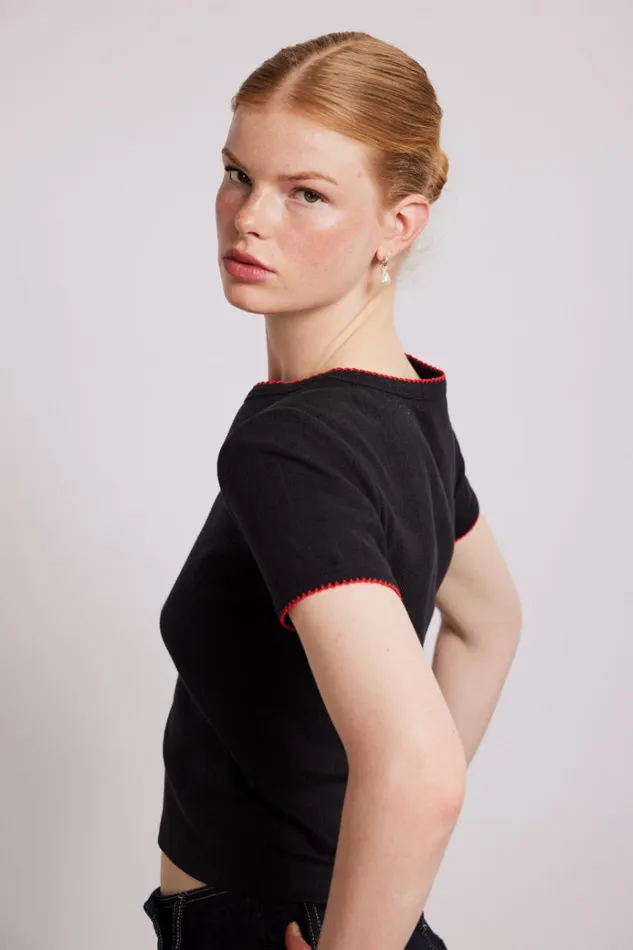 Women Tops Damson Madder Dm Shrunken Pointelle Tee