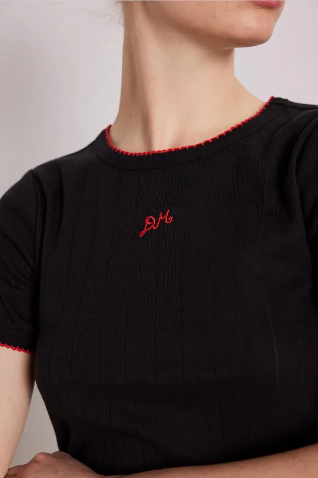 Women Tops Damson Madder Dm Shrunken Pointelle Tee