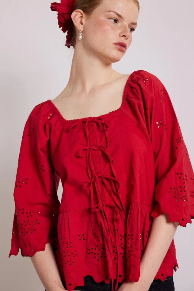 Women Tops Damson Madder Lana Blouse 8211 Red