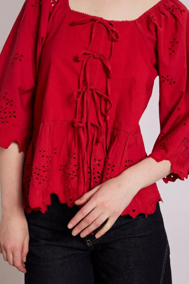 Women Tops Damson Madder Lana Blouse 8211 Red