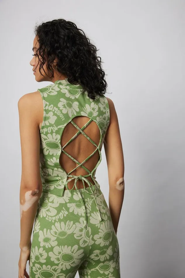 Women Tops Damson Madder Maeve Jacquard Strappy Back Tank