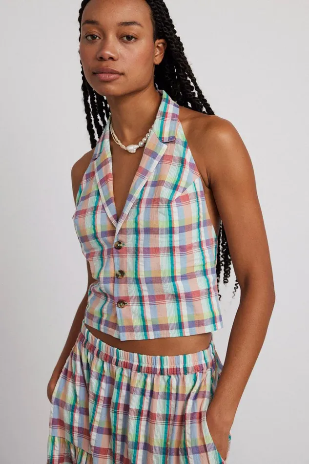 Women Tops Damson Madder Maya Waistcoat 8211 Picnic Check