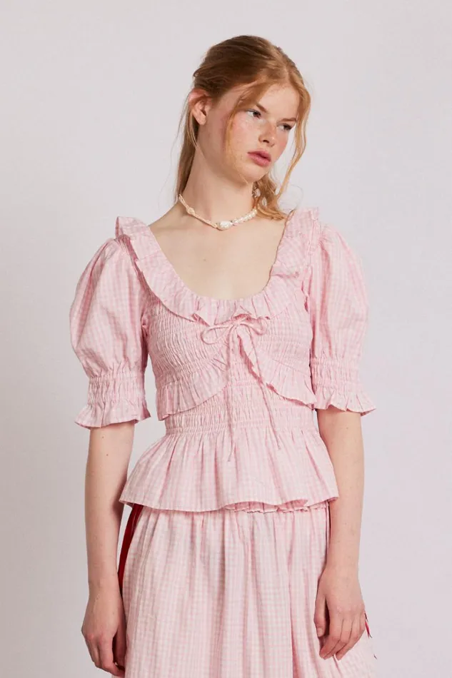 Women Tops Damson Madder Meghan Blouse 8211 Pink Gingham