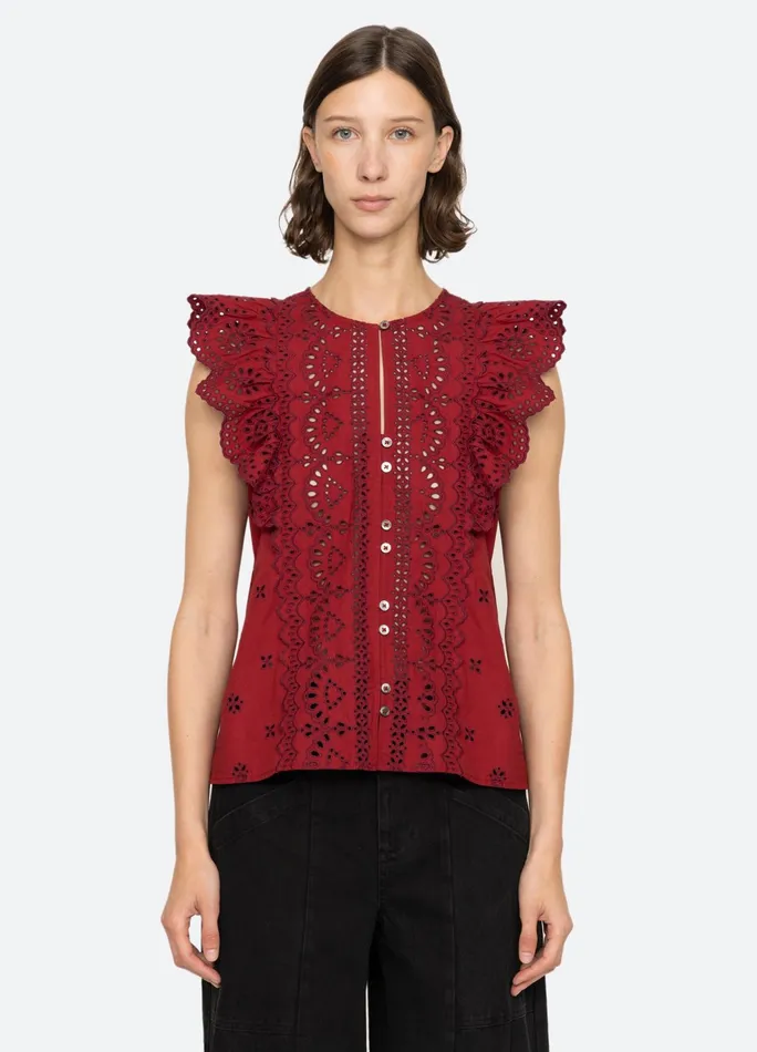 Women Tops Sea New York Lainey Tank Red
