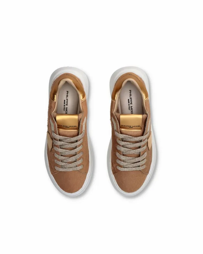 Women Tres Temple Sneakers Gold Shoes Philippe Model Paris Low