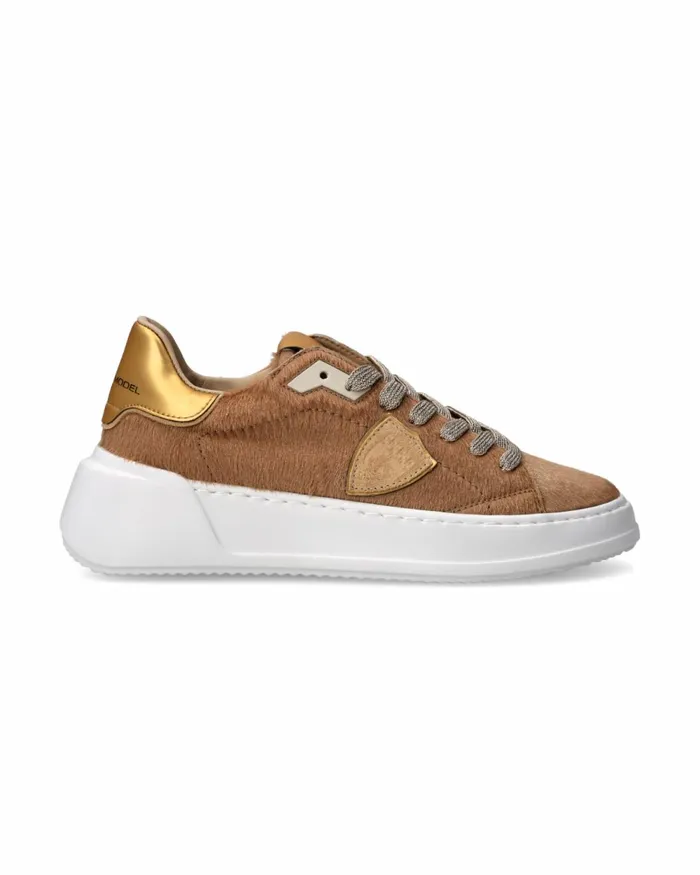 Women Tres Temple Sneakers Gold Shoes Philippe Model Paris Low