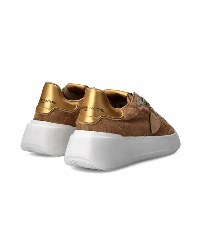 Women Tres Temple Sneakers Gold Shoes Philippe Model Paris Low