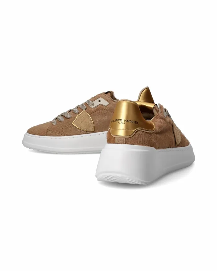 Women Tres Temple Sneakers Gold Shoes Philippe Model Paris Low