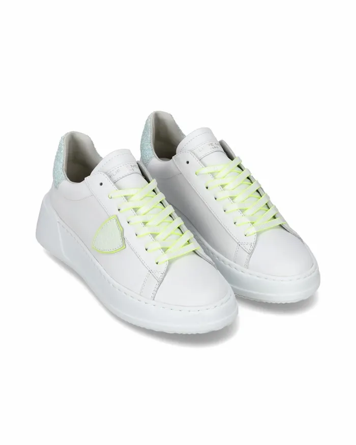 Women Tres Temple Sneakers WhiteYellow Shoes Philippe Model Paris Casual
