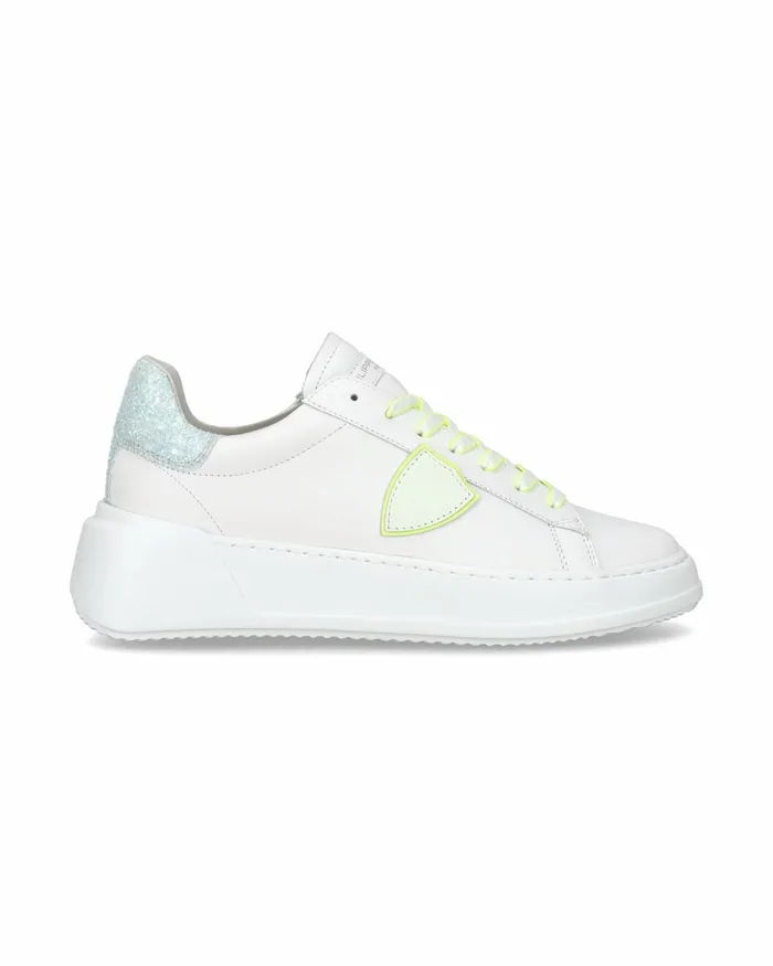 Women Tres Temple Sneakers WhiteYellow Shoes Philippe Model Paris Casual