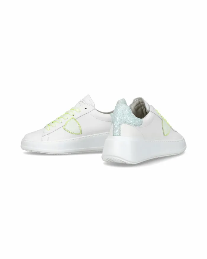 Women Tres Temple Sneakers WhiteYellow Shoes Philippe Model Paris Casual