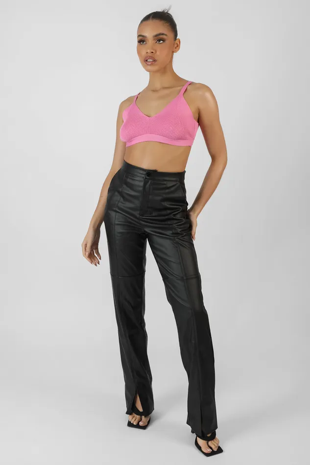 Women Triangle Knitted Bralet Pink Kaiia Pink Public Desire Knitwear