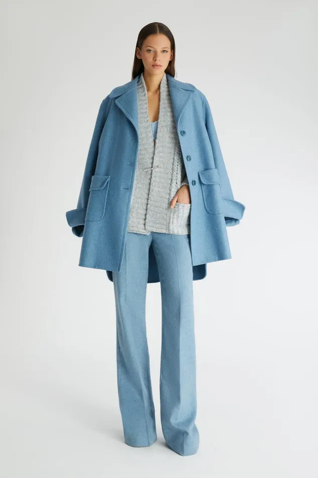 Women Trousers Ermanno Scervino Fresh Wool Bootcut Trousers Womens 8211 Ermanno Scervino Light Blue
