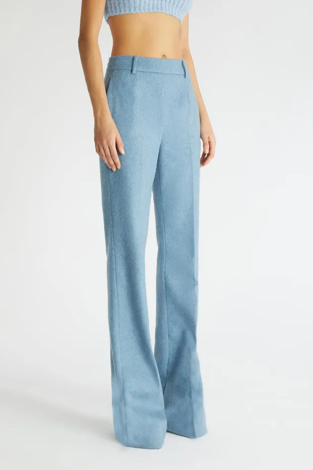 Women Trousers Ermanno Scervino Fresh Wool Bootcut Trousers Womens 8211 Ermanno Scervino Light Blue