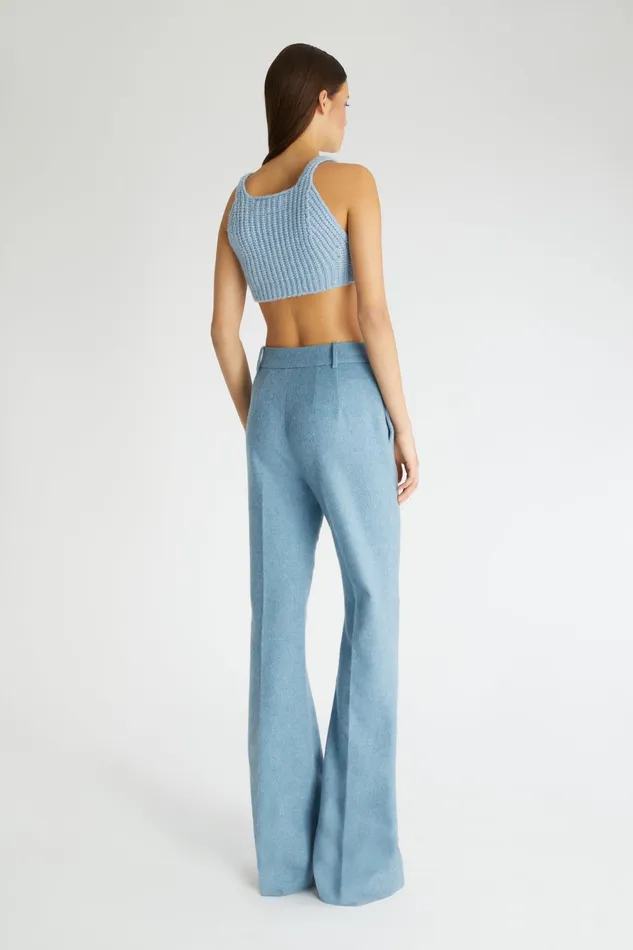Women Trousers Ermanno Scervino Fresh Wool Bootcut Trousers Womens 8211 Ermanno Scervino Light Blue