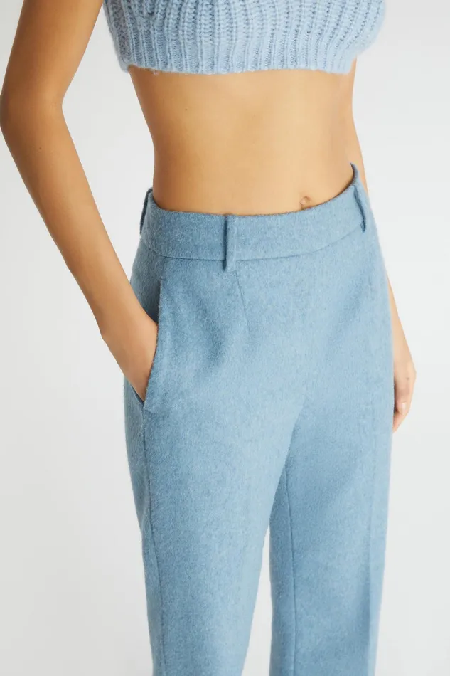 Women Trousers Ermanno Scervino Fresh Wool Bootcut Trousers Womens 8211 Ermanno Scervino Light Blue