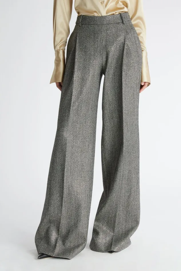 Women Trousers Ermanno Scervino Herringbone Pattern Bootcut Pants In Grey 8211 Ermanno Scervino Greyblack