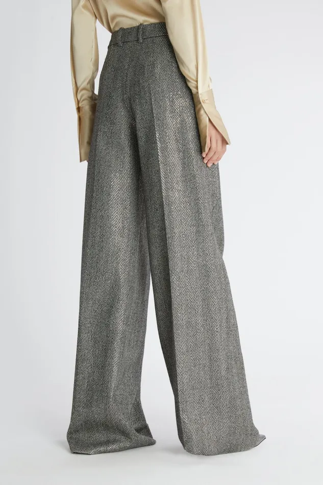 Women Trousers Ermanno Scervino Herringbone Pattern Bootcut Pants In Grey 8211 Ermanno Scervino Greyblack