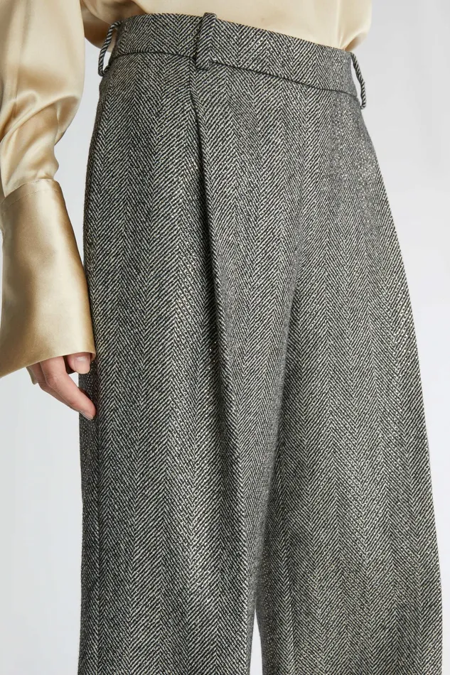 Women Trousers Ermanno Scervino Herringbone Pattern Bootcut Pants In Grey 8211 Ermanno Scervino Greyblack