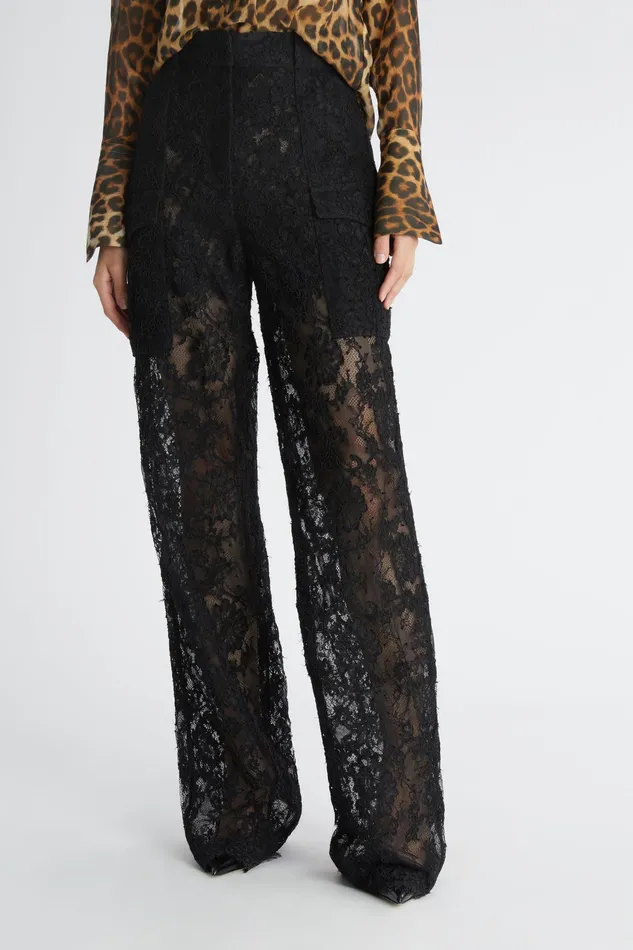 Women Trousers Ermanno Scervino Luxury Broderie Lace Black Trousers Cargo 8211 Ermanno Scervino Black